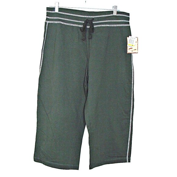 Vintage Cotton Pants - NEW Vintage Cotton Womens Capris Sz Med Lounge Dark Gray Drawstring Waist Macys